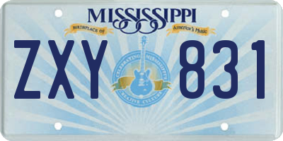 MS license plate ZXY831