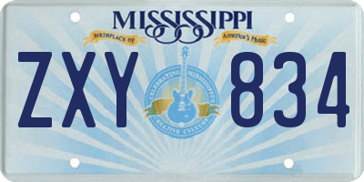 MS license plate ZXY834