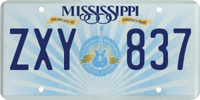 MS license plate ZXY837