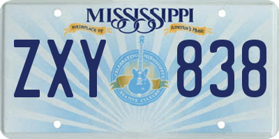 MS license plate ZXY838