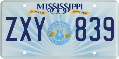 MS license plate ZXY839