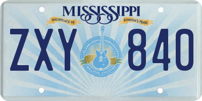 MS license plate ZXY840