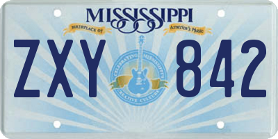 MS license plate ZXY842