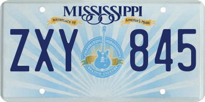 MS license plate ZXY845