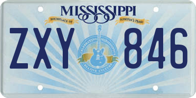 MS license plate ZXY846