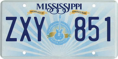 MS license plate ZXY851