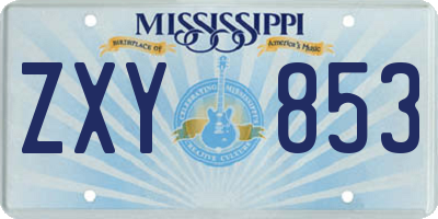 MS license plate ZXY853