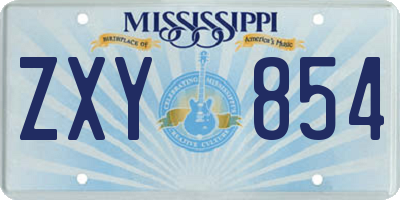 MS license plate ZXY854