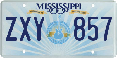 MS license plate ZXY857