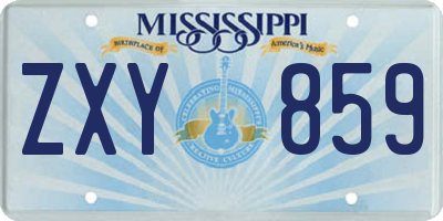 MS license plate ZXY859