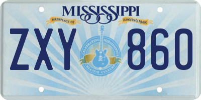 MS license plate ZXY860