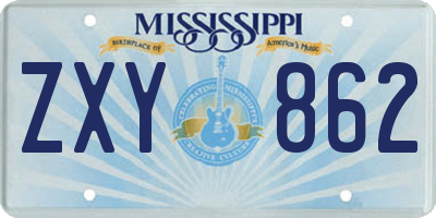 MS license plate ZXY862