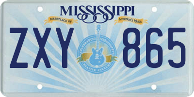 MS license plate ZXY865
