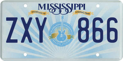 MS license plate ZXY866