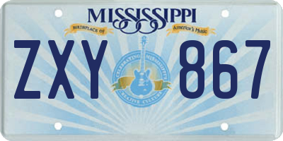 MS license plate ZXY867
