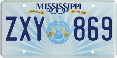 MS license plate ZXY869