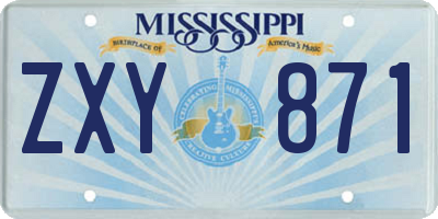 MS license plate ZXY871