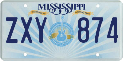 MS license plate ZXY874
