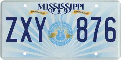 MS license plate ZXY876