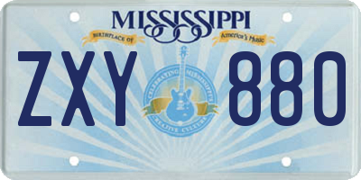MS license plate ZXY880