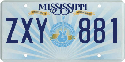 MS license plate ZXY881