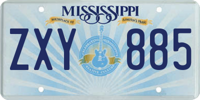 MS license plate ZXY885
