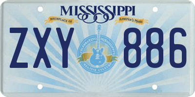 MS license plate ZXY886