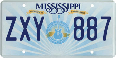 MS license plate ZXY887