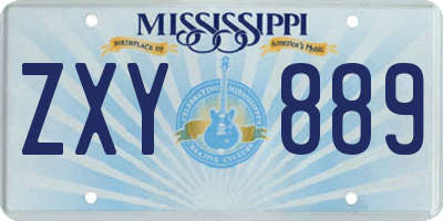 MS license plate ZXY889
