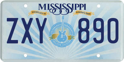 MS license plate ZXY890