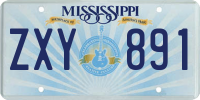 MS license plate ZXY891