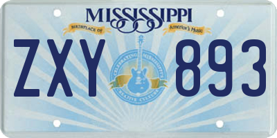 MS license plate ZXY893