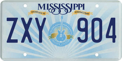MS license plate ZXY904