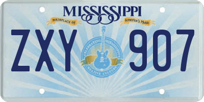 MS license plate ZXY907