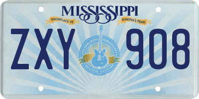 MS license plate ZXY908
