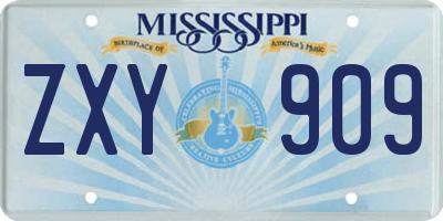 MS license plate ZXY909
