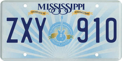 MS license plate ZXY910