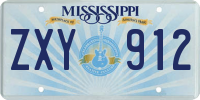 MS license plate ZXY912