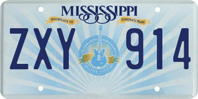 MS license plate ZXY914