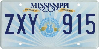 MS license plate ZXY915