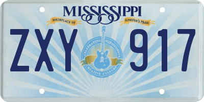 MS license plate ZXY917