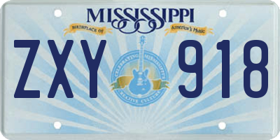MS license plate ZXY918
