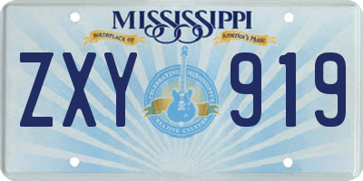 MS license plate ZXY919