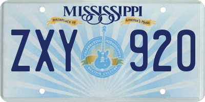 MS license plate ZXY920
