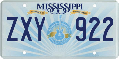 MS license plate ZXY922