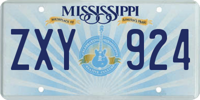 MS license plate ZXY924