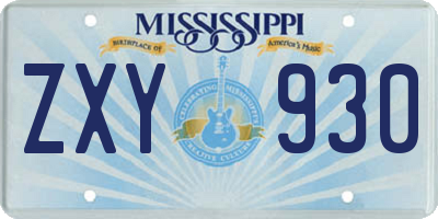 MS license plate ZXY930