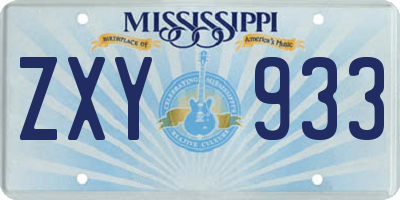 MS license plate ZXY933