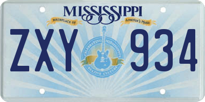 MS license plate ZXY934