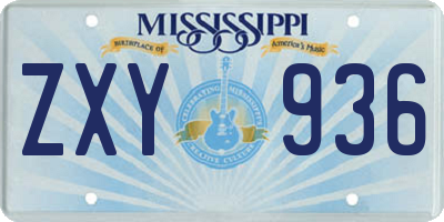 MS license plate ZXY936